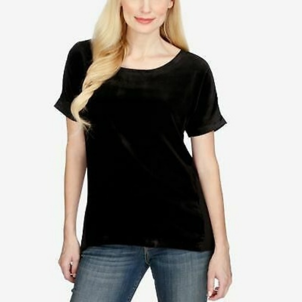 Lucky Brand Soft Black Velvet Top Shirt NWT